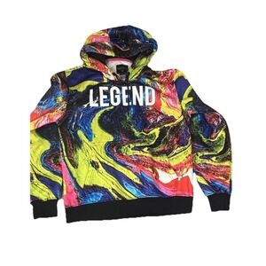 Encrypted Hoodie Mens Large Multicolor Legend Graphic Pullover Fleece Sweatshirt
